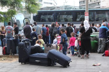 wainting for the busses to open
